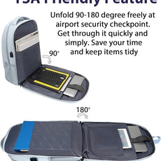 MATEIN Laptop Backpack 17 Inch, Womens Large Work Commute Backpack with USB Charging Port, Water Resistant Anti Theft Computer Bag for Students, Travel Daypack with Luggage Strap, Haze Blue