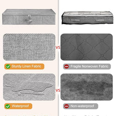 punemi Under Bed Storage, 3 Pack Underbed Storage Container Bags With Lid, Foldable Sturdy Clothes Storage Drawer Organizer W/ 3 Handles, Ultra Thick Fabric Blanket Shoe Storage Box, Grey