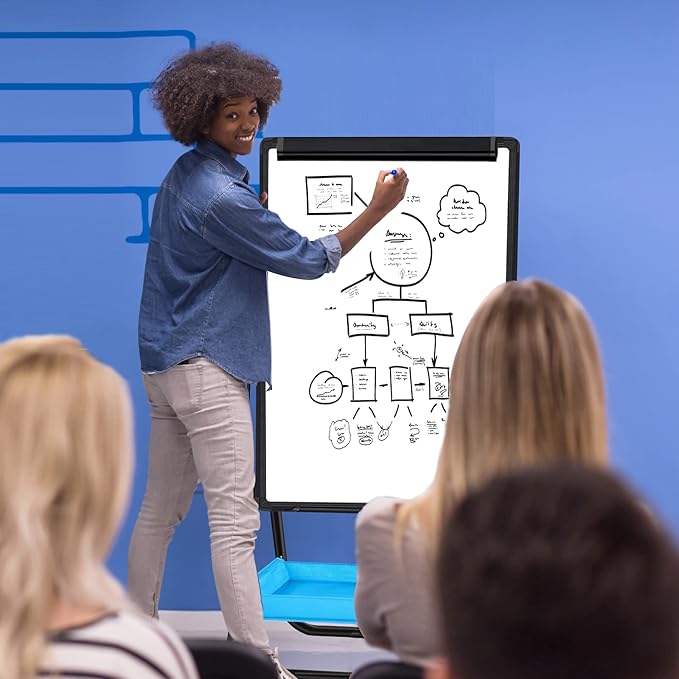 Magnetic Whiteboard with Stand - Double Sided 40"x28" Portable U Stand Easel Whiteboard, Height Adjustable & 360° Rotating Dry Erase Boards for Classroom, Home, Restaurant & Presentation