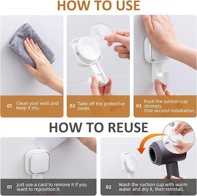 LEVERLOC Suction Cup Hooks for Inside Shower 4 Pack, Versatile Powerful Vacuum Suction Shower Holders for Towel, Loofah, Clothes, Damage Free Wall Hanging Bathroom Hooks, Easy to Install, White