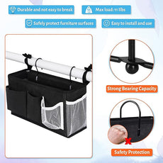 Loghot Bedside Caddy/Bedside Storage Bag Hanging Organizer for Bunk and Hospital Beds,Dorm Rooms Bed Rails,Can be Placed Glasses,Books,Mobile Phones,Keys (New Black-1)