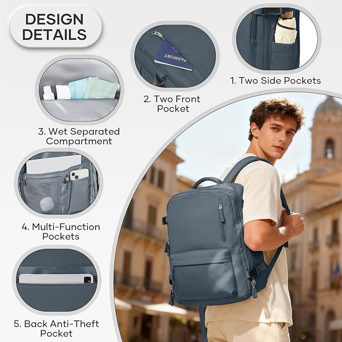 Vacuum Compression Backpack, Travel Vacuum Backpack with Electric Vacpack Pump, Flight Approved Carry On Personal Item Suitcase Luggage for Men Women, Dark Blue, Large