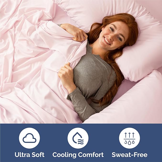 Split King 7 Piece Sheet Set - Cooling & Breathable Bed Sheets - Hotel Luxury Bed Sheets for Women, Men, Kids & Teens - Deep Pockets - Easy Fit - Soft & Wrinkle Free - Split King Lavender Pink Sheets
