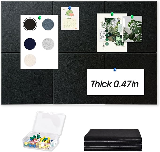 Thick Cork Board Tiles for Wall with Push Pins, 36"x24"x0.47" Bulletin Board Sets, Self-Adhesive Pin Board | Magrowill 6 Packs Felt Panels for Office Home Classroom Dorm