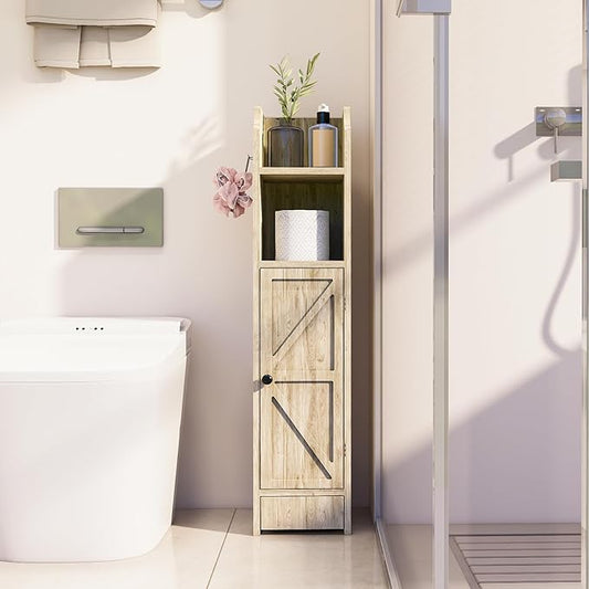 Small Bathroom Storage Cabinet, Toilet Paper Storage,Corner Floor Cabinet with Doors and Adjustable Shelf,Bathroom Organizer for Small Spaces Gray