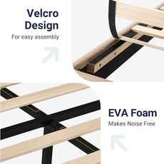 Allewie King Size Platform Bed Frame with Fabric Upholstered Headboard and Wooden Slats Support, Fully Upholstered Mattress Foundation/No Box Spring Needed/Easy Assembly, Beige