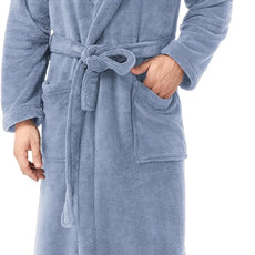DAVID ARCHY Men's Hooded Robe Soft Coral Fleece Microfiber Bathrobe