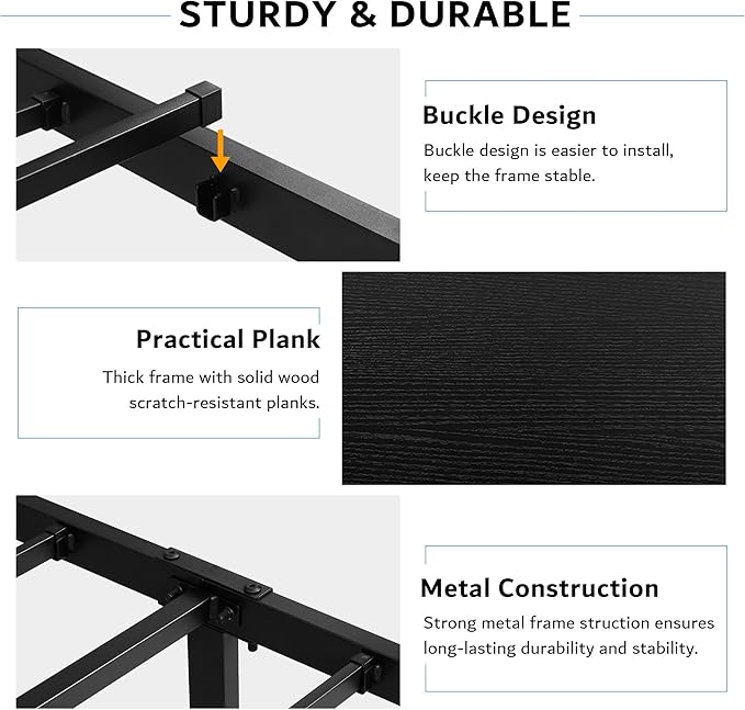 iPormis Full Size Metal Bed Frame with LED Lights & Charging Station, Platform Bed with Ergonomic Storage Headboard, Steel Slats Supports, No Box Spring Needed, Noise-Free, Easy Assembly, Black
