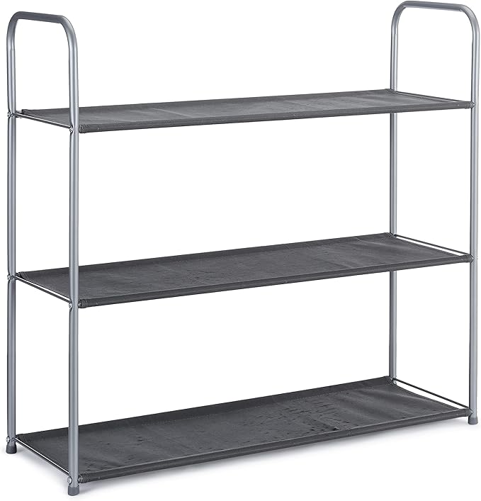 Amazon Basics Closet Storage Organizer with Fabric Bins, Drawers and 3 Shelves, Grey, 32.7" x 12.2" x 31"