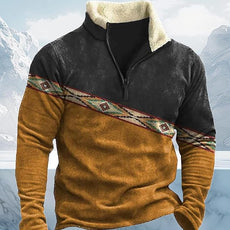 Western Sweatshirts for Men Aztec Cowboy Vintage Graphic Fleece Hoodie Mens Quarter Zip Pullover Country Jacket