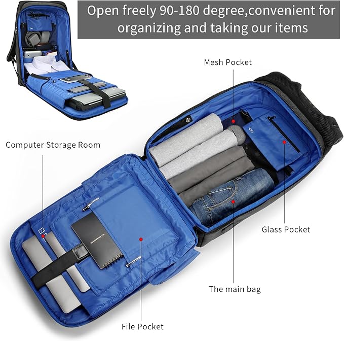 VGOAL Travel Laptop Backpack, Laptop Bookbag College Backpack Durable Water Proof with USB Charging Port for Men Women (FG6303-17)