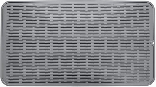 Silicone Dish Drying Mat for Multiple Usage,Easy clean,Eco-friendly,Heat-resistant Silicone Mat for Kitchen Counter or Sink,Refrigerator or Drawer Liner Grey 4XL 32 inches x 18 inches