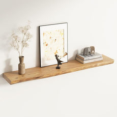 Live Edge Elm Floating Shelves for Wall Decor, Rustic Solid Wood Shevles Wall Mounted with Invisible Bracket for Living Room Bathroom Bedroom Kitchen, 48 Inch Set of 1, Natural
