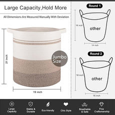 OIAHOMY 100L Laundry Hamper - Storage Basket with Handles, Decorative Woven Basket for Living Room, Toys Bin, Pillows, Blankets, Clothes - 19x21in - Gradient Yellow