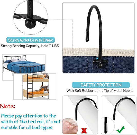 Loghot Bedside Caddy/Bedside Storage Bag Hanging Organizer for Bunk and Hospital Beds,Dorm Rooms Bed Rails,Can be Placed Glasses,Books,Mobile Phones,Keys (Navy Blue)
