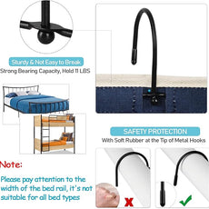 Loghot Bedside Caddy/Bedside Storage Bag Hanging Organizer for Bunk and Hospital Beds,Dorm Rooms Bed Rails,Can be Placed Glasses,Books,Mobile Phones,Keys (2pc Navy Blue)