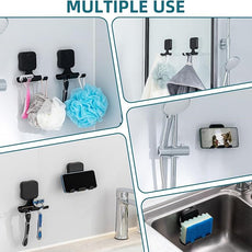 TAILI Powerful Suction Cup Razor Holder 2 Pack, Stylish 304 Stainless Steel Bathroom Suction Hooks for Towel, Loofah, Bathrobe, Shaver Holder for Shower Wall, Easy to Install and Reuse, Black