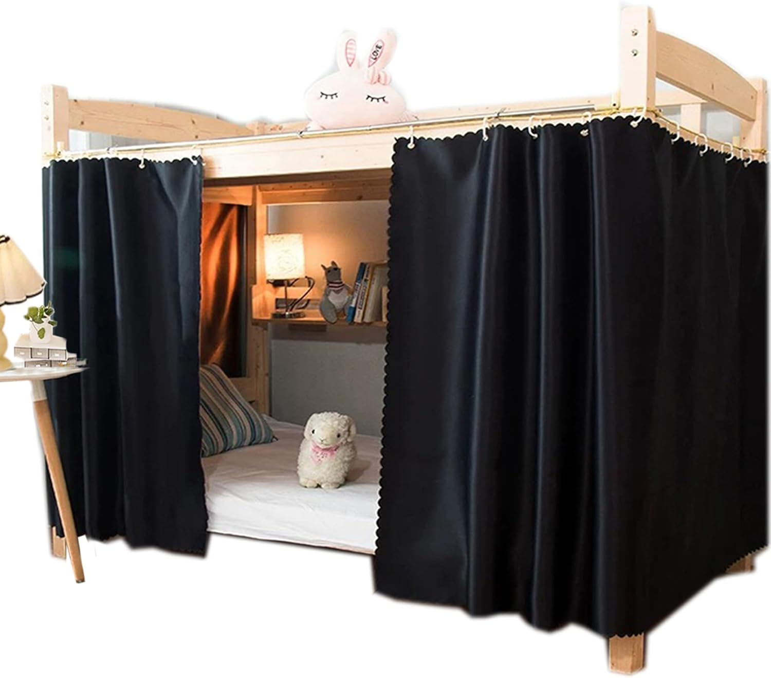 Dorm Home Solid Thicken Bunk Blackout Bed Curtains Cloth Bed Canopy Students Single Sleeper,1 Panel Black Dormly