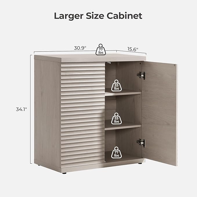 SICOTAS Buffet Cabinet with Storage Accent Sideboard Modern Credenza with Doors & Shelves Fluted Media Console Mid Century Coffee Bar Table for Living Room Kitchen Dining Room Hallway (3PCS)