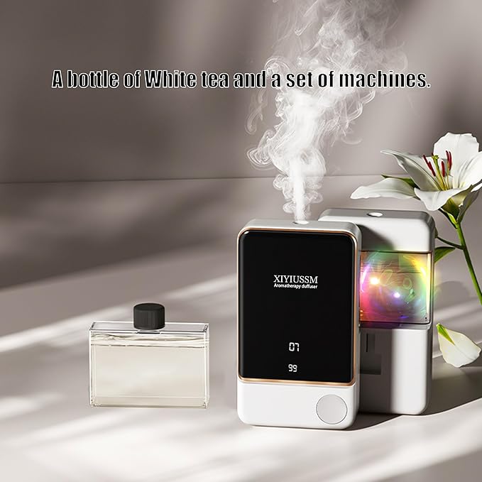 Waterless Essential Oil Diffuser for Home & Office Cordless Battery Operated Aroma Diffuser with 7 Mist Levels, Ultrasonic Air Freshener for Large Rooms Bedroom Bathroom Car Small & Portable