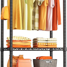 Ulif H4 Mini Portable Closet, 4 Tiers Freestanding Clothing Garment Rack for Small Space, Metal Clothes Wardrobe System for Bedroom, 23.6