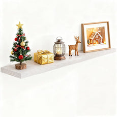 Fun Memories 55 Inch Floating Shelves for Wall, 55x9.3 Large Floating Shelf for Bedroom, Kitchen, Bathroom, Wall Mounted Rustic Wood Shelves with Invisible Bracket for Books, Decor, Brich