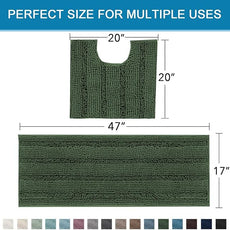 H.VERSAILTEX Bathroom Rugs Bath Rug Set 2 Piece Bathroom Contour Rug Toilet Mat Sets Non Slip Contour Bath Rug Ultra Thick Water Absorbent Striped Bath Mats(47