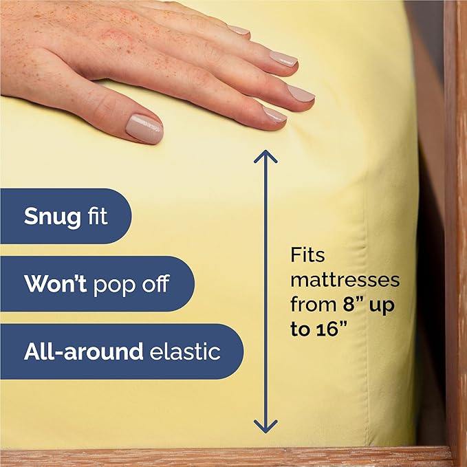 Split King 7 Piece Sheet Set - Cooling and Breathable Bed Sheets - Hotel Luxury Bed Sheets for Women, Men, Kids and Teens - Deep Pockets - Easy Fit - Soft and Wrinkle Free - Split King Yellow Sheets