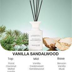 M&SENSE Reed Diffuser Set, 10.14 fl oz Large Reed Diffuser, Vanilla Sandalwood Scented with Natural Essential Oils, Long Lasting with 7 Sticks, Non-Toxic Home Fragrance Reed Diffuser for Bedroom
