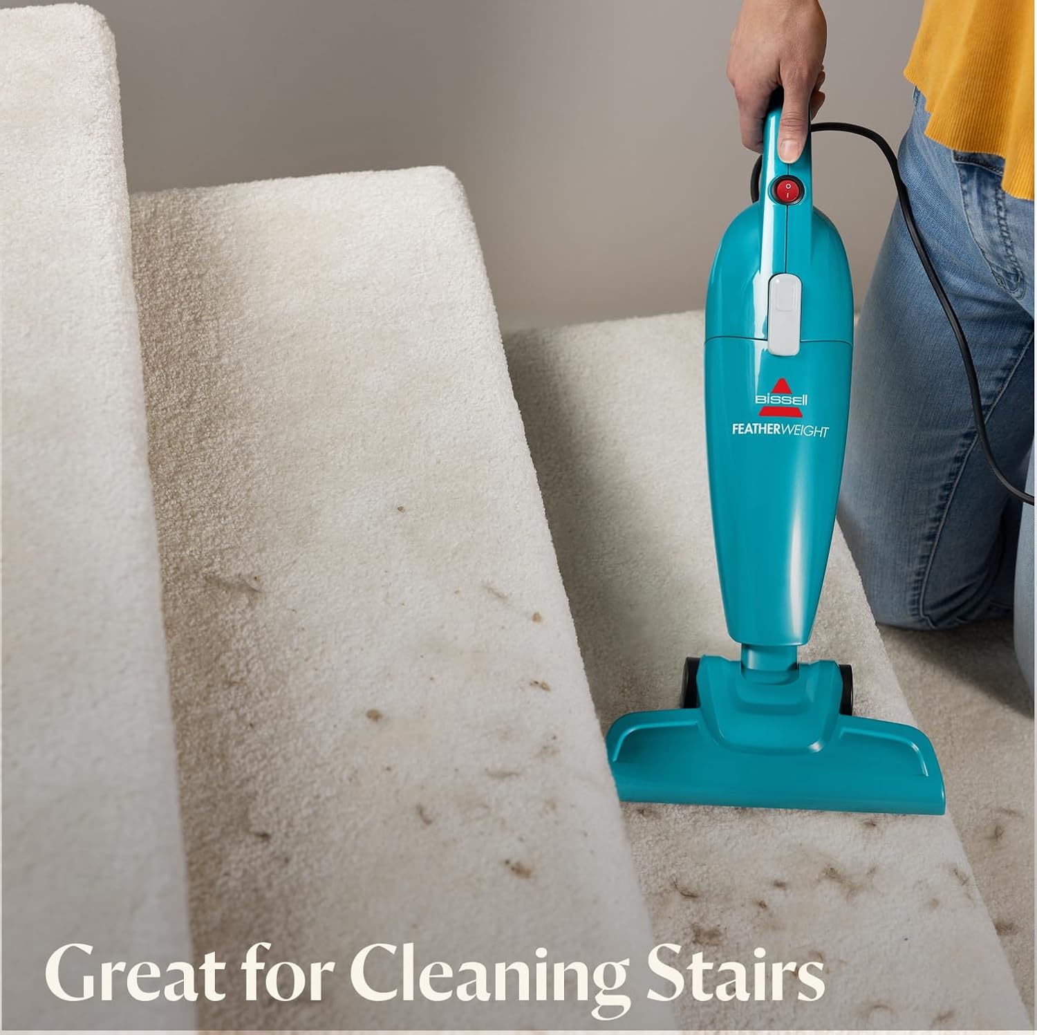 Bissell 2033M Featherweight Stick Lightweight Bagless Vacuum and Electric Broom with Crevice Tool for Hard Floors and Carpets, Blue Dormly