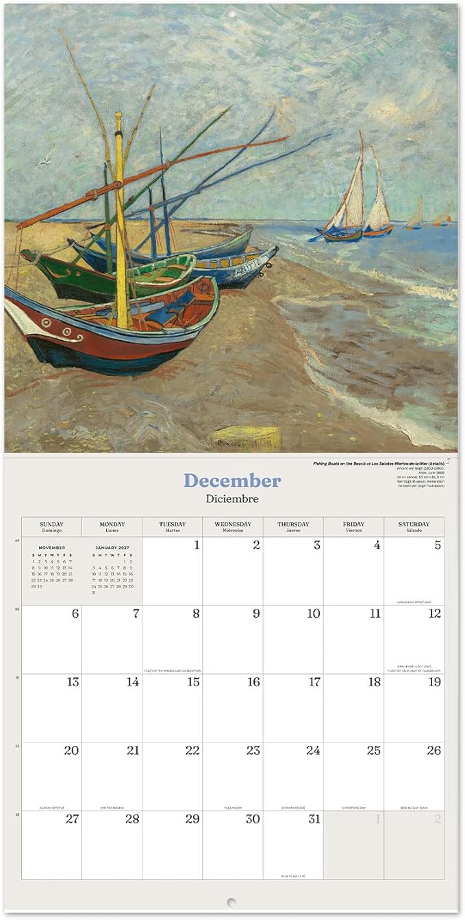 Official Van Gogh Wall Calendar 2026 12" x 12" FSC® Plastic Free - Starts Week On Sunday | Family Planner Art Calendar 2026