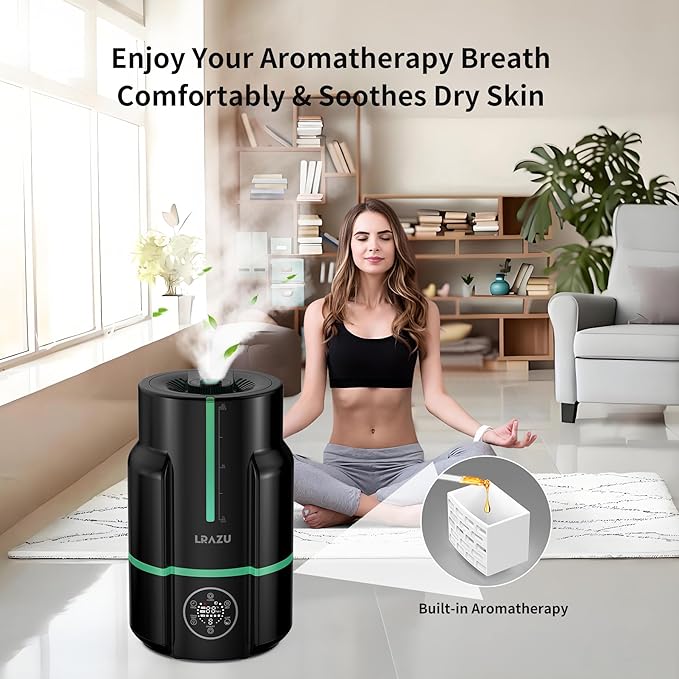 6L/1.6Gal Humidifiers for Bedroom, 60H Runtime 26 dB Quiet Supersized Cool Mist Air Humidifiers for Large Room, Baby Nursery, Plant, Indoor, Night Light, Easy to Clean, Precise Humidity Control