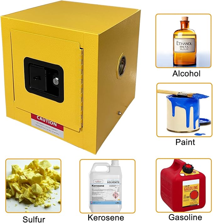 koxuyim Hazardous Storage Cabinets, Industry Safety Cabinet, Explosion Proof Cabinet Dangerous Goods Storage, Ultimate Safety Fireproof Hazardous Material Safety Box 13" D x 13" W x 13" H