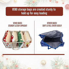 VENO 4 Pack Moving Bags, Large Christmas Storage Bins with lids, Packing Supplies for College, Alternative to Moving Boxes, Foldable, Heavy-Duty Tote, Christmas Pattern (Holiday Pups, 4 Pack)