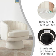 CANMOV Swivel Accent Chair with Armrest, Modern 360 Degree Swivel Barrel Chair with Curve Back and Soft Cushion,Comfy Round Sherpa Teddy Armchair Single Sofa for Living Room,Bedroom,Waiting Room,Beige