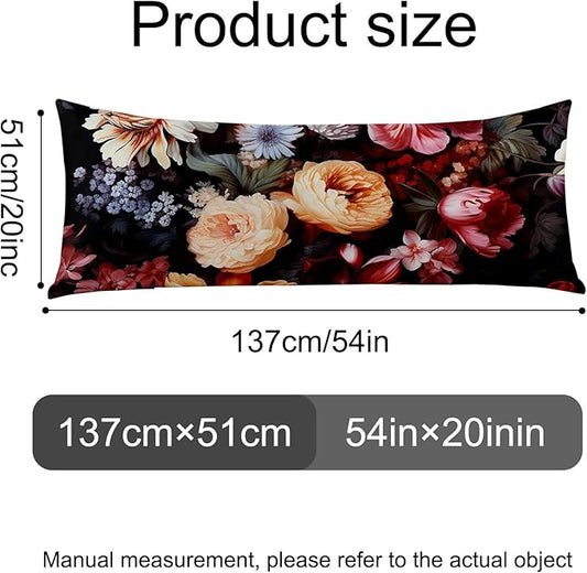 Microfiber Body Pillow Cover with Hidden Zipper,Comfortable Fabric,Floral Print Pattern Body Pillow Case,Lightweight and Breathable,The Size is 20 "X 54" (Flower-03)
