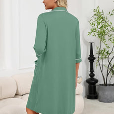 Ekouaer Zipper Robes for Women 3/4 Sleeve Housecoats Knee Length Bathrobe Lightweight Nightgown with Pockets S-3XL