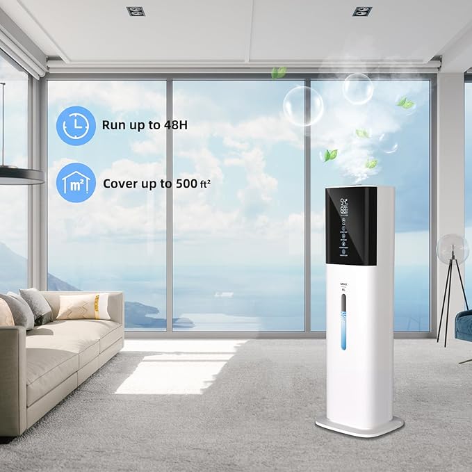 2.11Gal Ultrasonic Cool Mist Humidifier with Timer and Humidistat for Large Rooms - Home, Bedroom, Baby, Adults, Plants