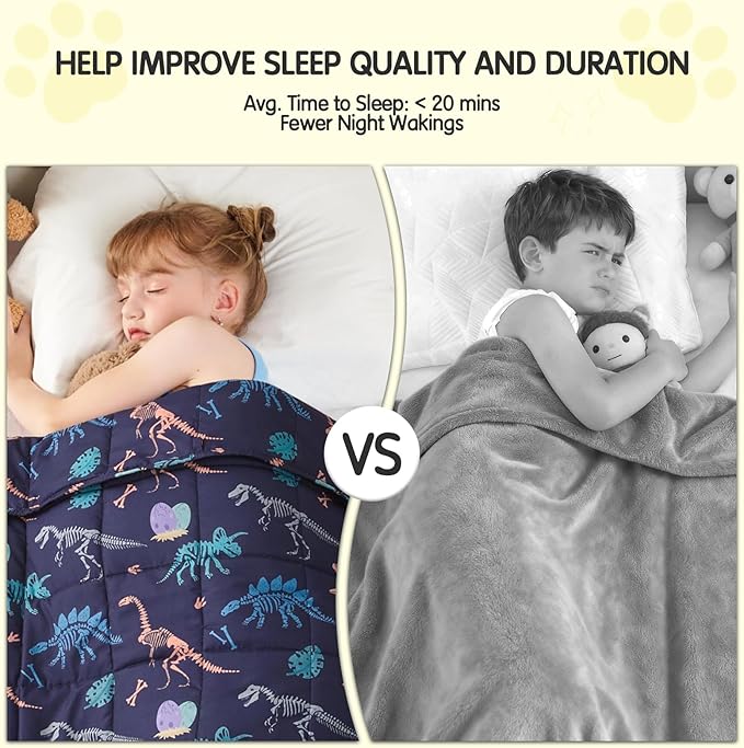 yescool Dinosaur Weighted Blanket 5 Pounds Cooling Weighted Lap Blanket, Navy Heavy Blankets for Sleeping, Weighted Throw Blankets Gift for 40-60lbs, 36"x48"