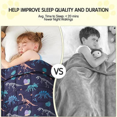 yescool Dinosaur Weighted Blanket 5 Pounds Cooling Weighted Lap Blanket, Navy Heavy Blankets for Sleeping, Weighted Throw Blankets Gift for 40-60lbs, 36