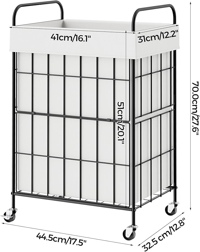 Laundry Hamper with Wheels, 90L Laundry Basket with Handle, Laundry Sorter with Removable Liner Bag