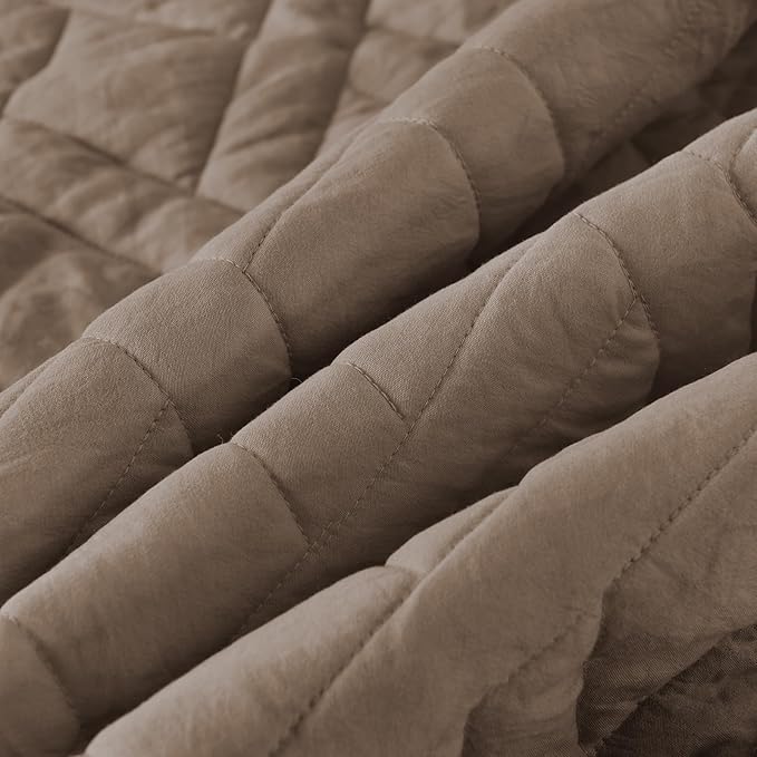 HORIMOTE HOME Quilt Set King Size Pine Bark, Classic Geometric Diamond Stitched Pattern, Ultra Soft Microfiber Lightweight Bedding Bedspread Coverlet for All Season with 1 Quilt 2 Pillow Shams