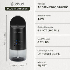 JCLOUD 2025 Plug in Diffuser for Essential Oils, Waterless Scent Diffuser Cover Up to 500 Sq. Ft. for Home, Office, Spa - Portable Wall Aromatherapy Device 160ML, Black