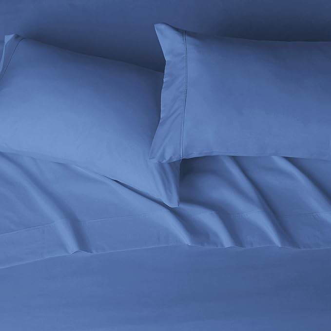 Amazon Basics Lightweight Super Soft Easy Care Microfiber 4-Piece Bed Sheet Set with 14-Inch Deep Pockets, King, Dutch Blue, Solid AmazonBasics
