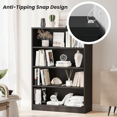 Farini 4 Shelf boockase Display Bookcase Freestanding Wooden Bookshelves for Home Office Living Room,48 Inch Height,Black