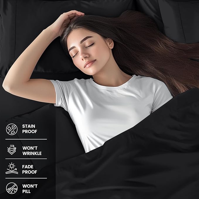 Utopia Bedding California King Sheet Set – 4 Piece Bed Sheets for Cal King Size Bed, Soft and Breathable Microfiber, Includes 1 Fitted Sheet, 1 Flat Sheet and 2 Pillowcases (Black)