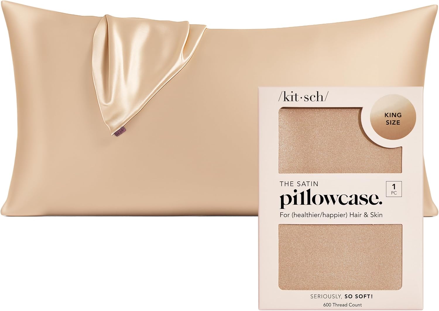 Kitsch Satin Pillowcase with Zipper for Hair & Skin - Softer Than Silk Pillow Cases, Smooth Cooling Satin Pillow Case, Wrinkle-Free, Machine Washable, Pillow Cases Standard Size 19x26 - Lavender Dormly