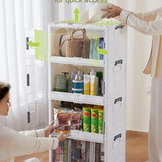 OlarHike 48QT Lockable Storage Bins with Lids - Folding Storage box with Doors and Wheels, Collapsible Plastic Storage Bins for Closets, Stackable Storage Organizer, Storage Containers, 4 Pack Cubes