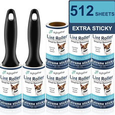 Lint Rollers for Pet Hair Extra Sticky, Dog Cat Pet Hair Remover Couch Lint Roller Travel Size Lint Remover for Clothes, 2 Reusable Handles+8 Lint Roller Refills Pack, 512 Sheets Total
