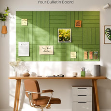 Bumusty Large Cork Board Alternative-36 x24 Felt Bulletin Board Tiles, with 30 Pushpins, 40 Adhesive Tabs, 6-Pack Slat Wall Paneling, Cork Boards for Office Push Pin Board Felt Board-Kelly Green